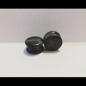 11/16g Black and Green Jasper Stone Plugs